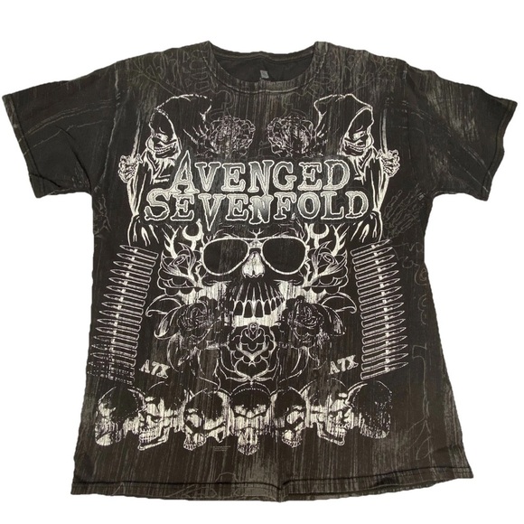 Avenged Sevenfold All Over Print Heavy Metal Band 2011 T-shirt Y2K AX7 - Picture 1 of 5